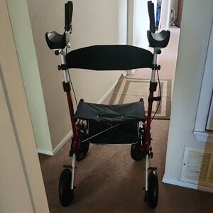 Adjustable Mobility Walker with Padded Seat and Armrests